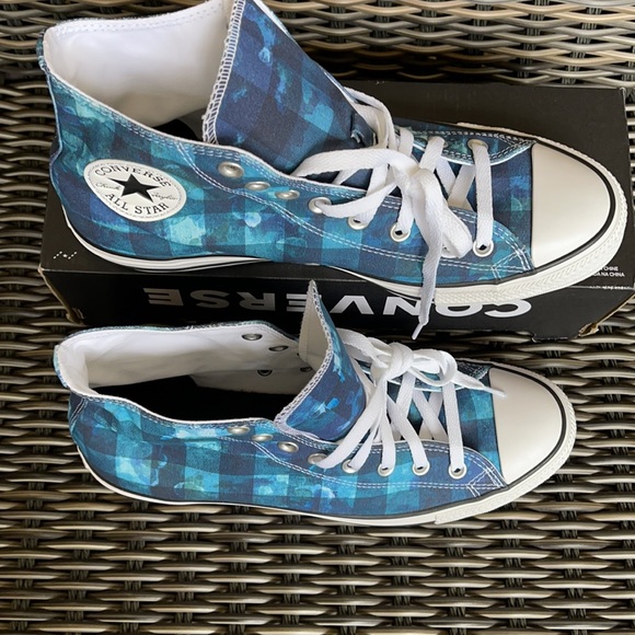 Converse Ctas Hi Blue Plaid/White/Black MEN`S - Picture 4 of 16